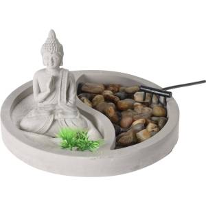 Zen-Garten mit Buddha-Figur Grau - Stein - 19 x 12 x 19 cm