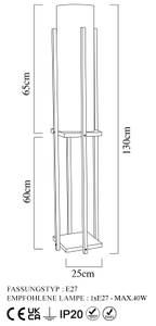 Stehlampe Grau - Metall - 25 x 130 x 25 cm