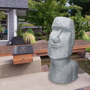 Moai Rapa Nui Kopf Figur 28x25x56cm Grau Grau - Kunststoff - 19 x 54 x 27 cm