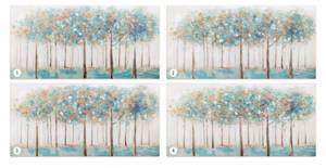 Tableau peint Forest of the Fairies Beige - Turquoise - Bois massif - Textile - 120 x 60 x 4 cm