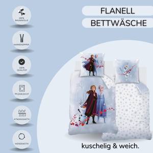 Bettwäsche Frozen Eiskönigin Biber Blau - Violett - Weiß - Textil - 135 x 200 x 1 cm