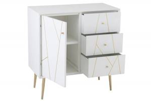 Commode design PIKA couleur blanc Blanc - Bois massif - 80 x 84 x 40 cm