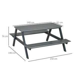 Biertisch-Set 84G-015V00CG Grau - Kunststoff - 140 x 74 x 150 cm