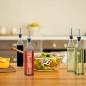 Relaxdays Distributeur d'huile et de vinaigre en lot de 2, bouteille en  verre, becs verseurs