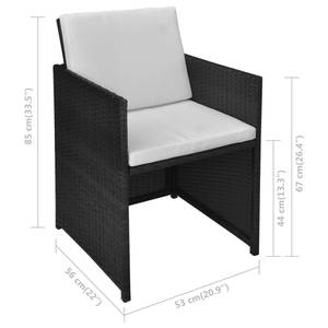 Gartenmöbel Set Schwarz - Metall - Polyrattan - 53 x 72 x 110 cm