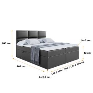 Boxspringbett OHIO Hochglanz Schwarz - Breite: 160 cm - H4