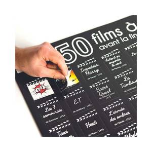Rubbel-Poster 50 der besten Filme Schwarz - Papier - 56 x 60 x 1 cm