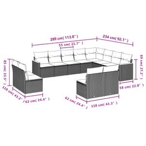 Gartensitzgruppe K2185(12-tlg) Grau - Massivholz - 69 x 62 x 62 cm