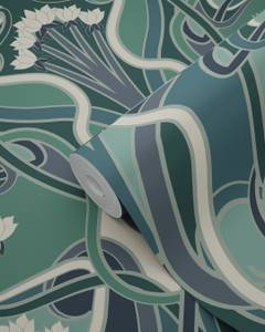 Tapete Blumenmuster im Jugendstil 7472 Blau