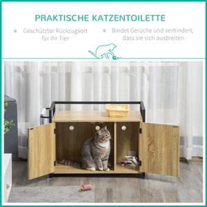 Katzentoilett mit Griff D31-053GY Braun - Holzwerkstoff - 51 x 54 x 83 cm