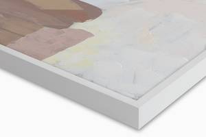 Tableau peint à la main Rosy Cloudy Sky Beige - Blanc - Bois massif - Textile - 60 x 90 x 4 cm