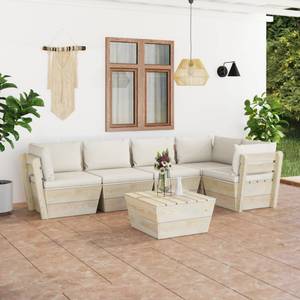 Garten-Lounge-Set (6-teilig) 3016490-14 Creme - Cremeweiß - Weiß