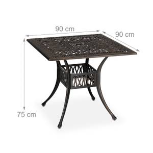 Table de jardin carrée avec trou parasol Noir - Doré - Métal - 90 x 75 x 90 cm