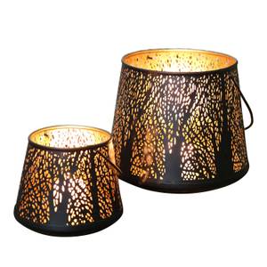 Orientalisches Windlicht Como 2er Set Schwarz - Metall - 19 x 18 x 19 cm