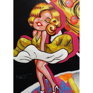 Tableau peinture Monroe 120x90cm MARILYN Textile - 90 x 120 x 3 cm