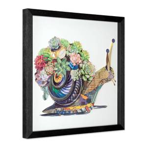 3D-Collage-Bild Schnecke mit Blumen Papier - 40 x 40 x 3 cm