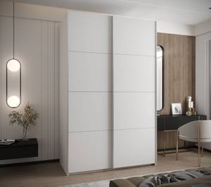 Armoire Lux 1 Argenté - Blanc - Largeur : 160 cm