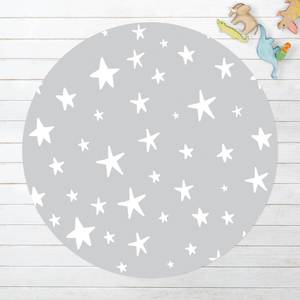 Gezeichnete Sterne im Grauen Himmel Runder Vinyl-Teppich - Gezeichnete große Sterne im Grauen Himmel - 120 x 120 cm