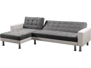 Konvertibles Ecksofa "Theo" - Weiß und G Weiß - 147 x 82 x 258 cm