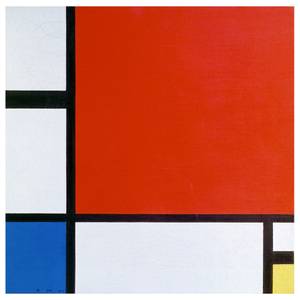 Wandbild Komposition in Rot, Blau Gelb 90 x 90 cm