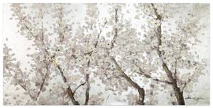Acrylbild handgemalt Pearls in Bloom Weiß - Massivholz - Textil - 120 x 60 x 4 cm
