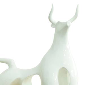 Statue taureau résine blanche H50 cm Blanc - Porcelaine - 57 x 50 x 20 cm
