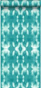 papier peint motif shibori tie-dye 7204 Turquoise - Fibres naturelles - Textile - 53 x 1005 x 1005 cm