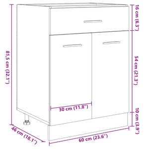 Schubunterschrank 3016496-4 Eiche Sonoma Dekor - Breite: 60 cm