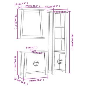 Badmöbel Set 3223462 (3-teilig) Braun - Massivholz - Holzart/Dekor - 70 x 63 x 32 cm