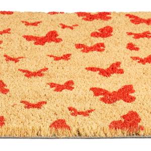 Paillasson en coco papillon Beige - Rouge - Fibres naturelles - Matière plastique - 60 x 2 x 40 cm