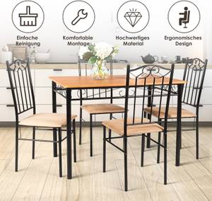 Sitzgruppe für Esszimmer(5-teilig) Braun - Holzwerkstoff - Breite: 70 cm