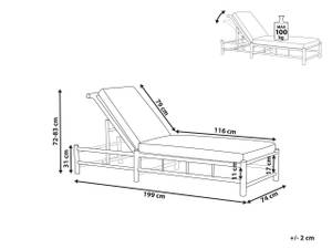 Gartenliege LIGURE Braun - Weiß - Bambus - 74 x 72 x 199 cm