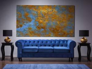 3-Sitzer Sofa CHESTERFIELD Schwarz - Blau - Marineblau - 201 x 70 x 75 cm - Textil