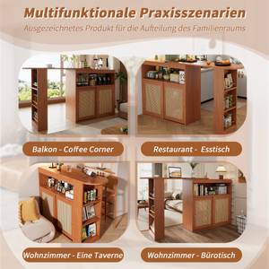 Eck-Bartisch WoodyRattan Ⅲ Braun - Holzwerkstoff - Rattan - 138 x 104 x 39 cm