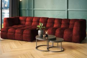 Ecksofa ROSARIO Velvet Bordeaux - Ecke davorstehend links