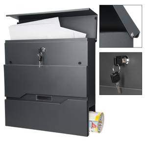 Standbriefkasten mit Zeitungsfach Grau - Metall - 17 x 120 x 43 cm