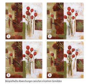 Acrylbild handgemalt Red Velvet Beige - Rot - Massivholz - Textil - 80 x 80 x 4 cm