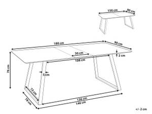 Table de salle à manger TOURAN Noir - Bois manufacturé - 150 x 76 x 90 cm