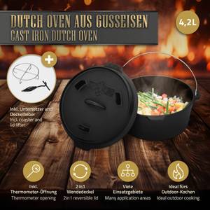 Dutch Oven Set aus Gusseisen 28 x 24 x 27 cm