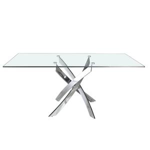 Table à manger courbée en acier et verre Métal - 160 x 75 x 95 cm