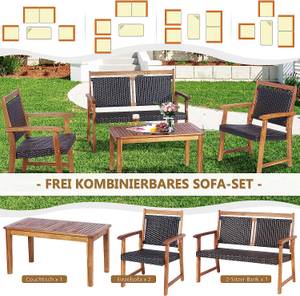 Polyrattan Balkonset (4er Set) Braun - Massivholz