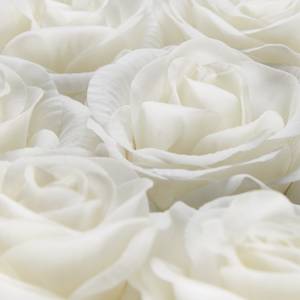 Weiße Rosenbox Herz mit 18 Rosen Weiß - Papier - Kunststoff - Textil - 21 x 13 x 19 cm