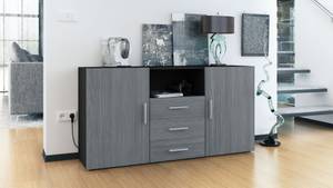 Sideboard Skadu Schwarz - Pinie Anthrazit Dekor