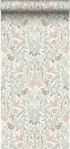 papier peint fleurs et oiseaux de style Blanc - Fibres naturelles - Textile - 53 x 1005 x 1005 cm