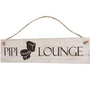 Wandschild Pipi-Lounge Shabby-Look Weiß - Holzart/Dekor - Holz teilmassiv - 43 x 11 x 1 cm