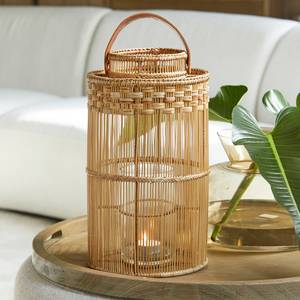 Banjar Windlicht Braun - Glas - Metall - Rattan - 25 x 45 x 25 cm