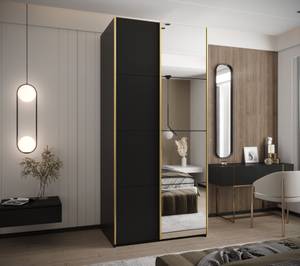 Armoire Lux 3 Noir - Doré - Largeur : 110 cm