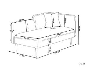 Chaiselongue CHEVANNES Beige - Schwarz - Creme - Armlehne davorstehend links - Ecke davorstehend rechts