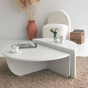 Table basse Dgiarett Blanc crème - Bois manufacturé