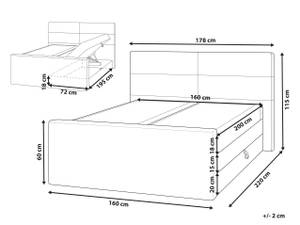 Boxspring Bett ARISTOCRAT Beige - Creme - Silber - Breite: 178 cm